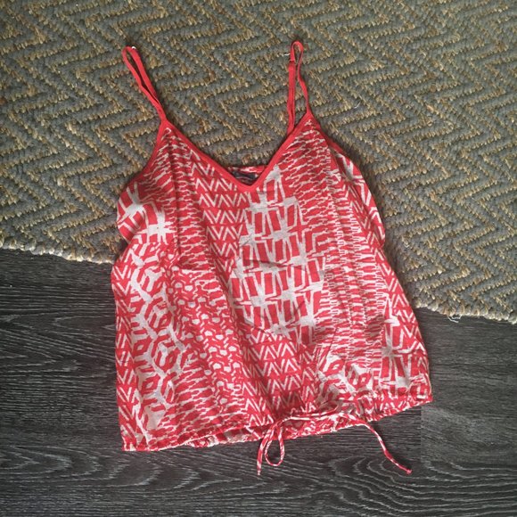 Velvet | Orange & White Patterned Tank Top (S) - Picture 3 of 5